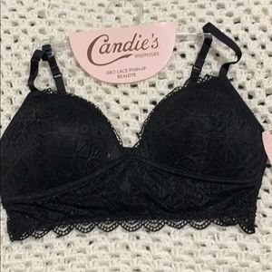 Candies Black Geo Lace Push-Up Bralette - NWT